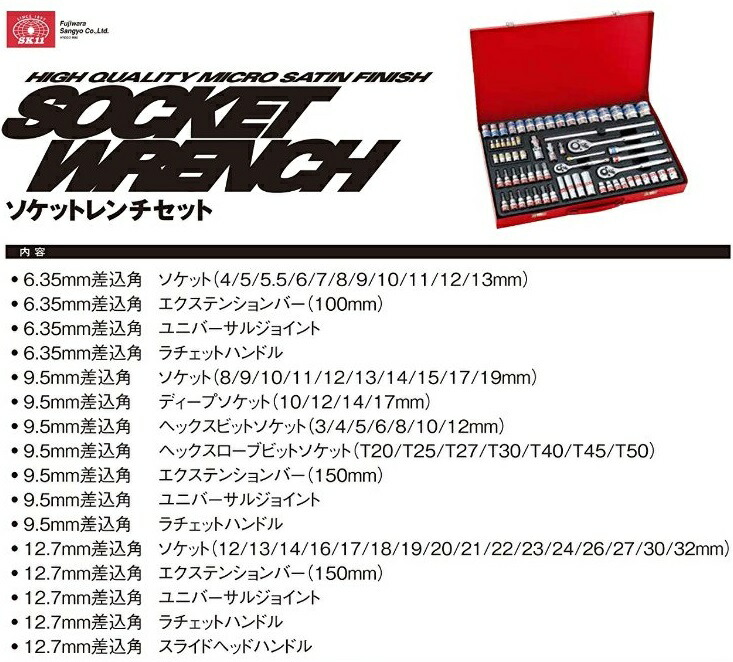 SK11 ソケットレンチセット TS-2465M 工具セット ソケットセット 65pcs ビットソケットセット ツールセット