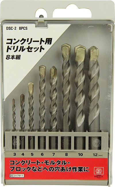 楽天市場 Sk11 コンクリート用ドリルセット Dsc 2 8pcs 電動 充電 回転ドリル 振動ドリル s s n