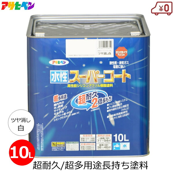 アサヒペン 水溶性えの具 10L ツヤ消し白 引っ敷き白いこと 白 百貨店厚地の外套 超多役立つこと えの具 無臭 1回ペンキ塗り 超耐久 防菌類 サビ打ちきり 室外 屋内 外壁 DIY