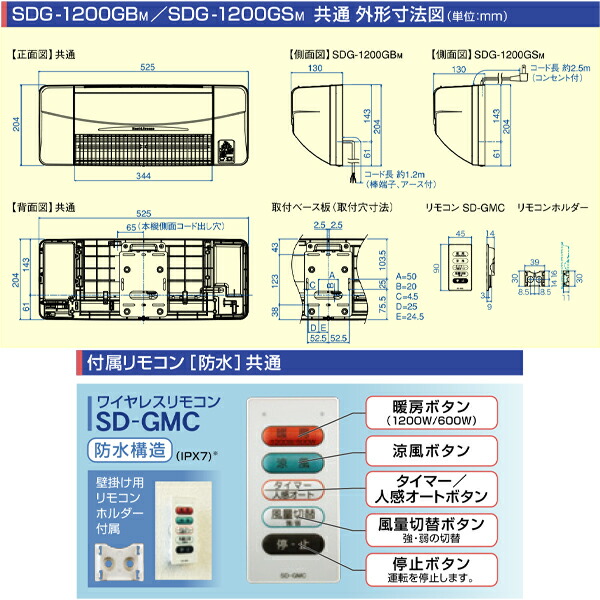 高須産業 涼風 暖房機 ヒーター 脱衣所 洗面所 トイレ 小部屋 人感センサー付 Sdg 10gsm 壁掛け 非防水仕様 Cdm Co Mz