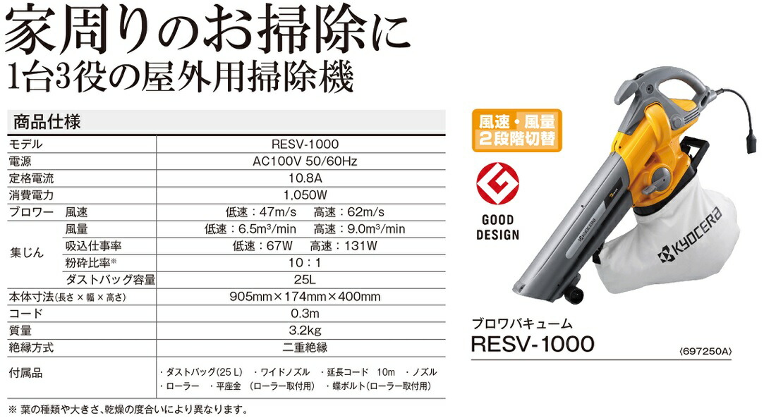 京セラ(Kyocera) 旧リョービ ブロワバキューム RESV-1000 697250A