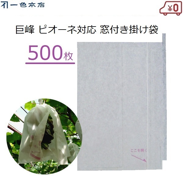 一色本店 ぶどう掛け袋 窓付き 500枚 果実袋 掛け袋 ブドウ用 巨峰 ピオーネ セロハン窓 一重掛け袋 雨よけ 雨対策 害虫対策 鳥よけ 有袋栽培 果樹 果実掛け袋 T-19 K-17｜Ｓ．Ｓ．Ｎ