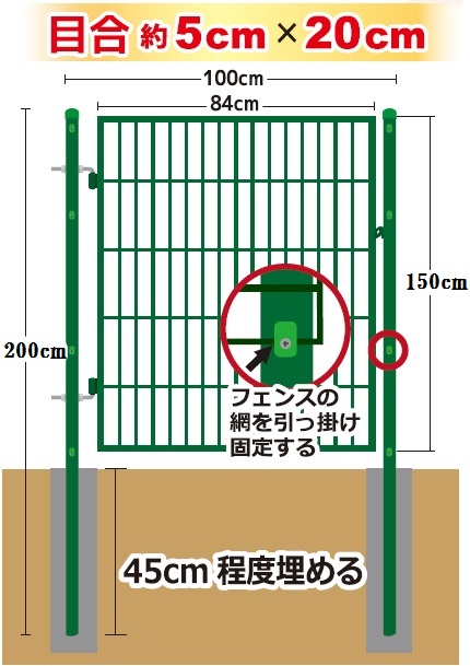 SALE／103%OFF】 金網フェンス アニマルフェンス用扉 1m×1.5m 支柱セット メッシュ ネット ガーデン 柵 防獣ネット 門扉  fucoa.cl