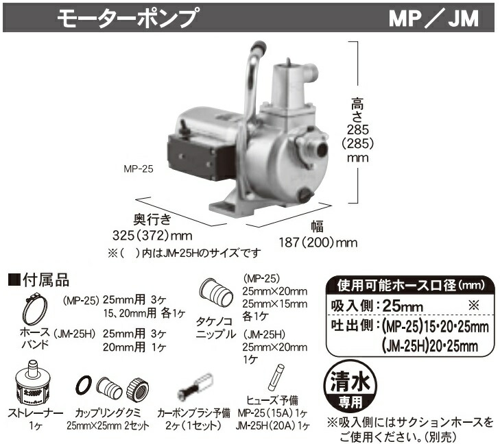 楽天市場 工進 給水ポンプ 小型 自吸式ポンプ モーターポンプ Mp25 350w 25mm 散水ポンプ 農業用ポンプ 家庭用ポンプ 揚水ポンプ 洗浄機 1インチ ｓ ｓ ｎ