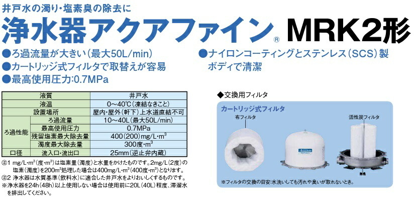 川本ポンプ　浄水器　アクアファイン