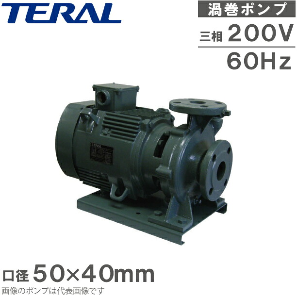 テラル 渦巻き揚水機 鋳鉄製 原動機形 SJM3-50×40H65.5-e 60HZ 200V 回転運動揚水機 水揚水機 冷温水 送水 農林用