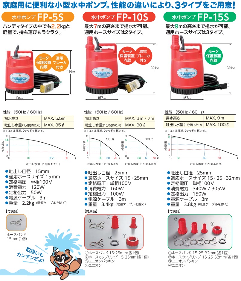 ツルミ ファミリー水中ポンプ ５０ＨＺ FP-10S 50HZ :1492428:工具の