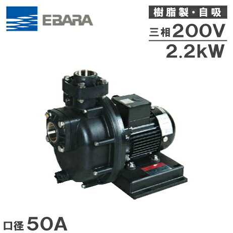 荏原 樹脂製自吸ポンプ 50PQM62.2B 60HZ 200V [エバラ 循環ポンプ 給水ポンプ 海水用 養殖業]｜Ｓ．Ｓ．Ｎ
