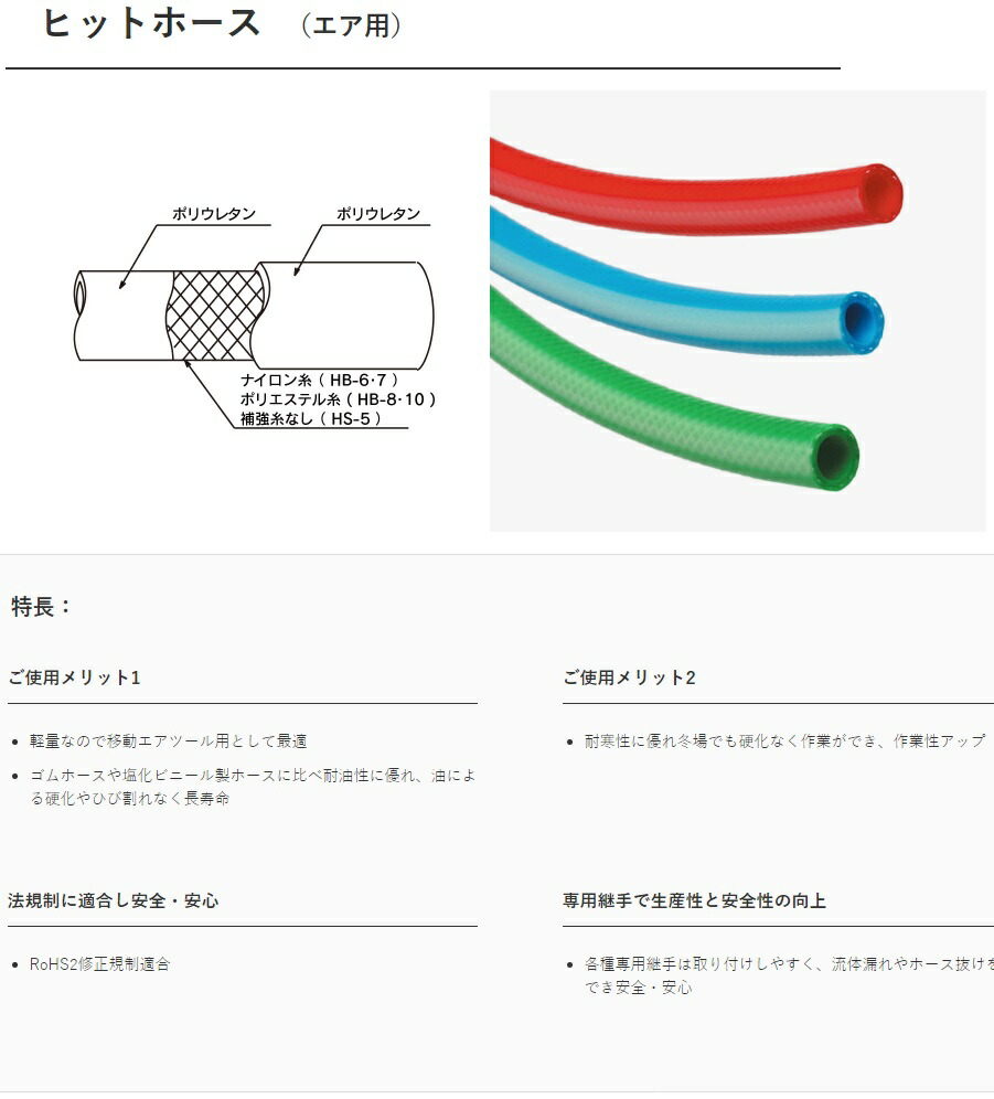 トヨックス エアホース エアーホース ヒットホースHB-620 6.5mm×20m 赤 エアーツール エアー工具 商舗