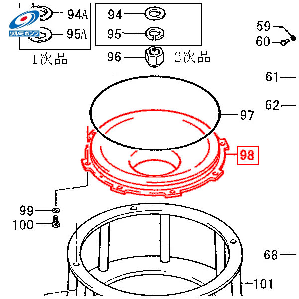 ツルミポンプ 揚水機用 サクション押しかぶせる 200U630H/200U630L/200U637H/200U637L 鶴見揚水機 部分品 部分品 水中揚水機 花・ガーデン・DIY-アクセサリー・パーツ-ポンプ