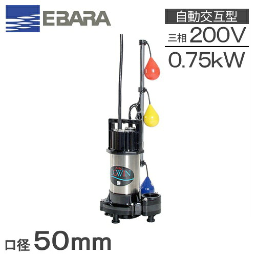 荏原ポンプ 自動交互形 水中ポンプ 200V 浄化槽ポンプ 50DWSJ6.75B 50DWSJ5.75B 0.75kW 50mm 汚水用 排水ポンプ 大型