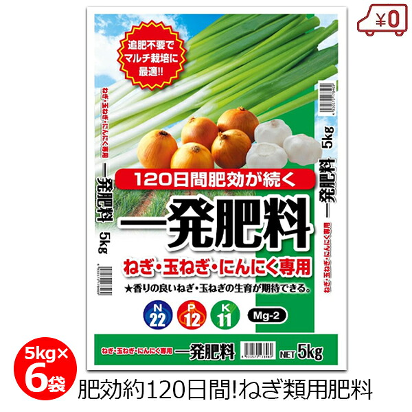 一発肥料 ねぎ類専用 5kg×6袋 30kg 肥料 ねぎ 玉ねぎ タマネギ にんにく 長ネギ 野菜 マルチ栽培 肥効約120日 長期効果 簡単 苦土入り 家庭菜園 畑 園芸 ガーデニング|S.S.N