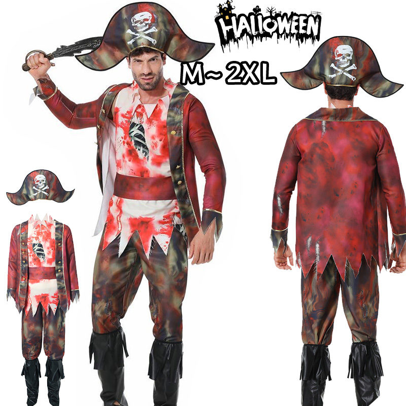 ハロウィン衣装 男性用 海賊 コスチューム コスプレ　船長 　キャプテン 仮装 キャプテン・パイレーツ 大人用 コスプレ 衣装 ハロウィン 仮装 コスチューム ゾンビ パーティーグッズ メンズ 余興 怖い海賊 悪魔　吸血鬼　学園祭　ds演出