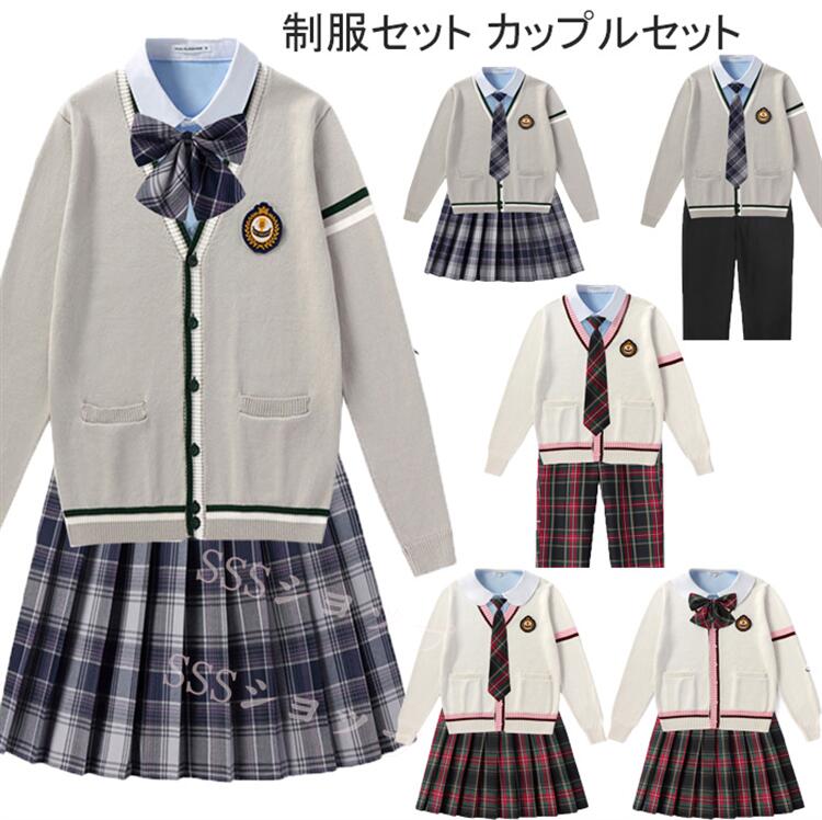 再入荷/予約販売! jk 制服 5点セット カーディガン リボン チェック柄