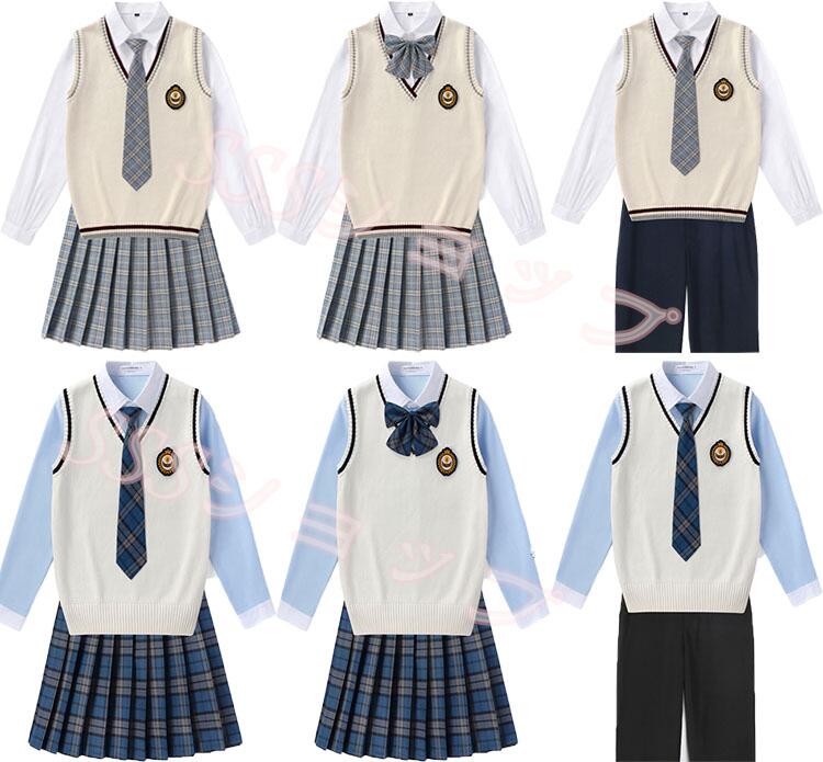 Jk 制服 5点セット ニットベスト 制服 リボン チェック柄 プリーツ