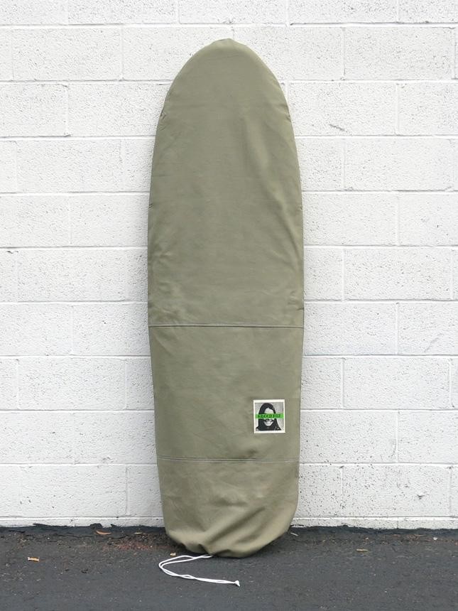 GREEN FUZ 8\u00270\" ARMY - ROUND PREMIUM CANVAS BOARD BAG ミッドレングス用 キャンバスボードバッグ サーフボードケース 割り増し金帆布 MADE IN USA"