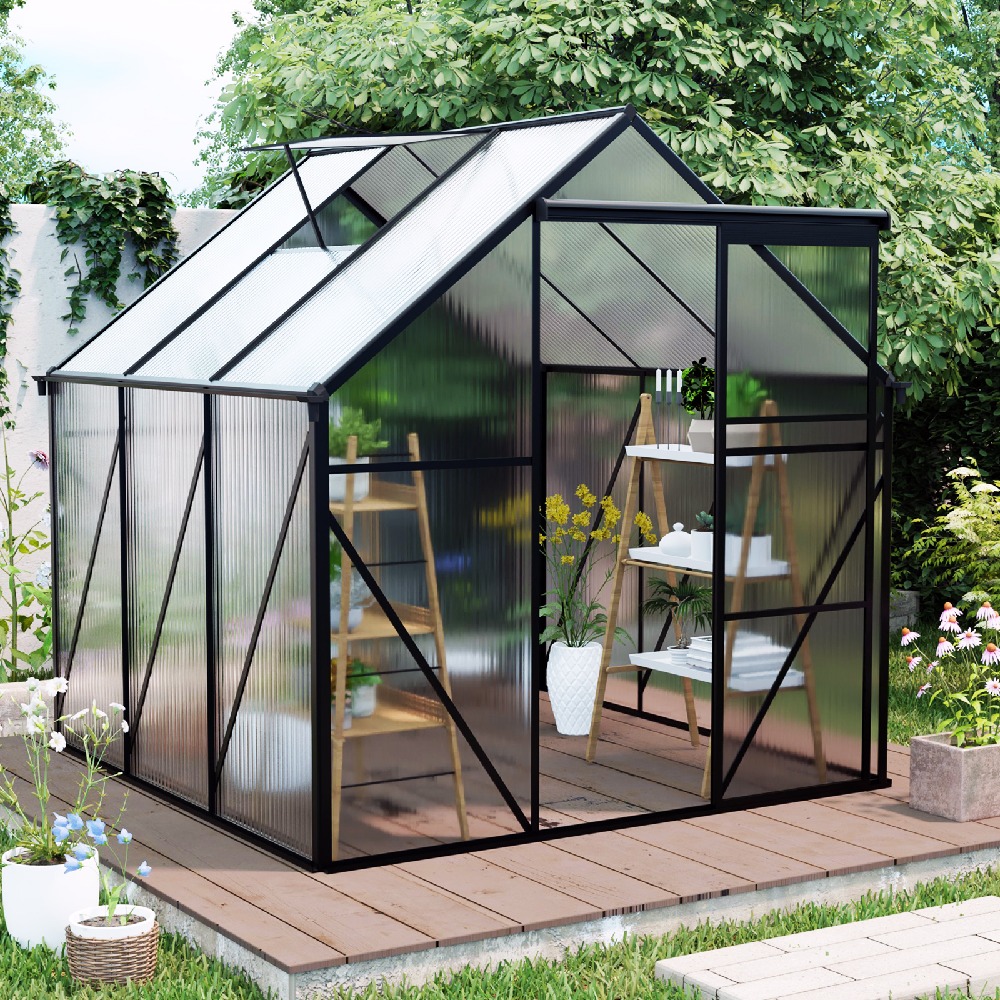 【文芸批評忍従5%OFF引き換え証散り散り中】大型植木室 ビニール住み家 190×190×195珊 歩入式 軽銀ひな形＋ポリカーボネートパネル 防雨・防寒遣りくち（黒いこと）