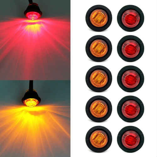 楽天市場】LED Light Round Amber 12V 10個セット LEDライト 円形