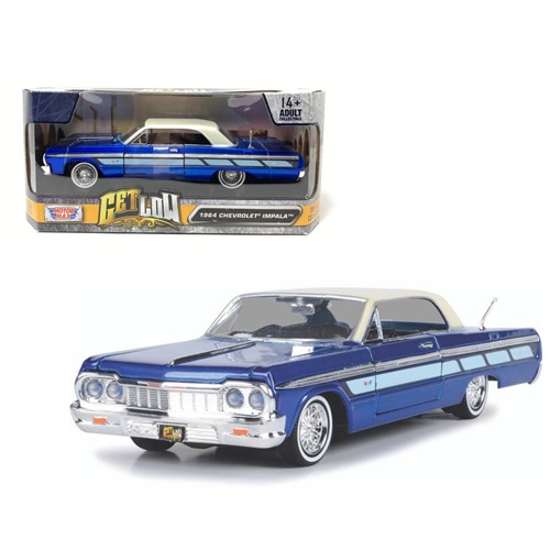 1964 Chevy Impala - Get Low Blue 1:24 Diecast シェビー インパラ ゲットロウ ブルー ミニカー アメリカ アメリカン ダイキャスト アメ車 ブルー 青 水色 ライトブルー Chevrolet シボレー Motor max モーターマックス アメリカ雑貨 アメリカン雑貨