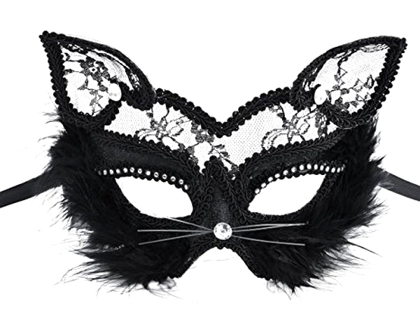 Venetian Masquerade Mask Women's Sexy Black Glitter Fancy Cat Lace Eye Mask アイマスク ハロウィン 猫 キャット 仮装 パーティー 仮面舞踏会 ベネチアンマスク マスカレード マルディグラマスク画像