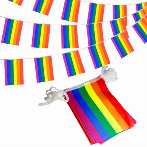Rainbow Flag Lgbt Pride String レインボー フラッグ ストリング ペナント バナー 32枚 10メートル 旗 イベント ガレージ インテリア 倉庫 ジェンダーレス ジェンダーフリー Lgbts レインボーフラッグ 爆安プライス
