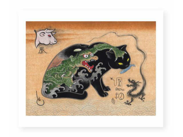 モンモンキャッツ　Monmon cats スケボーデッキ 楽天市場】MONMON CATS Tebori Cat Skate Deck Black 8.5