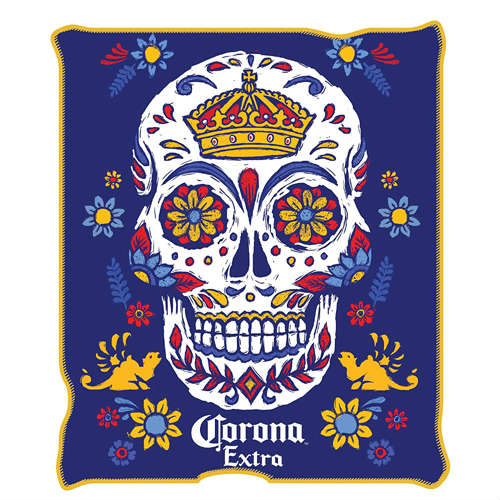 Corona Extra Silver Buffalo Corona Suger Skull Crown Raschel Fleece Throw Blanket コロナ麦酒 三盆白スカル フリース 毛布 ブランケット 亜米利加 ひざ掛け CORONA BEER 亜米利加雑貨 アメリカン雑貨