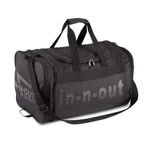 IN-N-OUT-BURGER DUFFEL BAG インアウトバーガー ダッフル 御徒面子 旅するかばん 肩先 ダッフルバッグ 亜米利加 アメリカン バーガー屋 CA 黄金州 インナウトバーガー 黒いこと Black 黒 ボストンバッグ 亜米利加雑貨 アメリカン雑貨