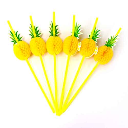 Pineapple Straws パイナップル ストロー 25本入り 使い捨てストロー 南国 ハワイ アメリカ バリ トロピカル ハワイアン 業務用 バー カクテル ジュース かわいい パイン パーティー Crunchusers Com