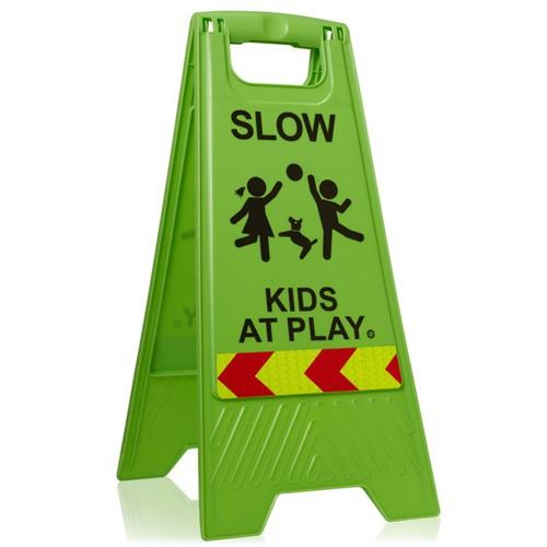 楽天市場】Slow Down Kids at Play Sign Green キッズアラート