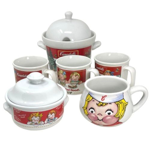 【中古】Campbell's Ceramic Dinnerware Set 6点セット キャンベル セラミック ディナー ウェア セット スープセット 食器 食器セット 料理 フード マグ マグカップ カップ 鍋 キッチン USA ビンテージ Vintage 海外輸入中古品 アメリカ アメリカン アメリカ雑貨