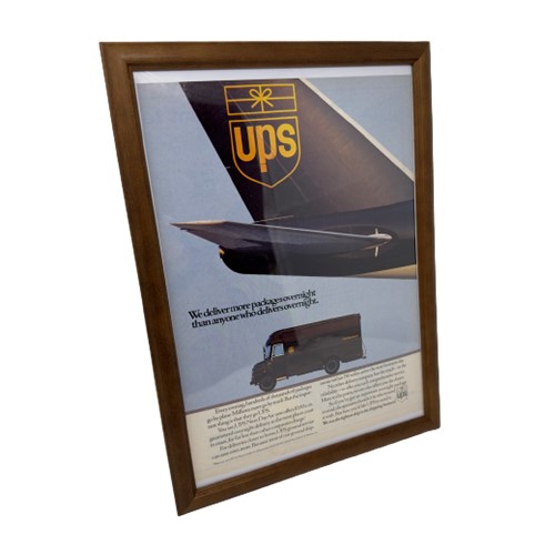 【中古】1991 UPS Vintage Print Ad ユーピーエス ビンテージ 広告 額入り ヴィンテージ レトロ ポスター インテリア 企業広告 雑誌 アメリカ アメリカン 壁掛け アメ車 アメリカ雑貨 アメリカン雑貨｜STAB BLUE ENTERPRISE
