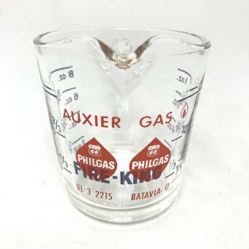 【中古】【滅多に無い】Fire King Glass Measuring Cup 8 薬局衡オンス.ファイヤーキング 硝子 計り 優勝杯 Philips66 フィリップス66 Philgas フィル屁っ放り Auxier Gas 計り優勝杯 中古 外国でインポート中古品 Anchor Hocking USA ビンテージ 亜米利加 アメリカン ノベルティ