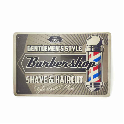 Barber Shop Metal Sign バーバーショップ メタル サイン ブリキ看板 アメリカ USA看板 アメリカ看板 アメリカン ビンテージ風 レトロ 床屋 理容店 美容院 理髪店 アメリカ雑貨 アメリカン雑貨
