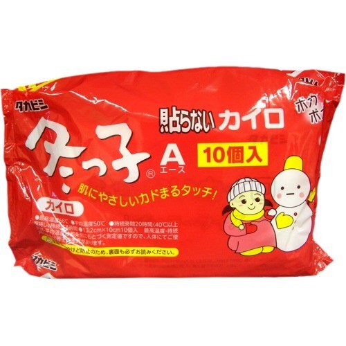 冬っ子エース 貼らないタイプ 10枚×144個セット（24個入り×6ケース）＊タカビシ化学/ソフトな感触でフィットする貼らないタイプのカイロ/持続時間：20時間/最高温度：66℃、平均温度：50℃ 32,479円