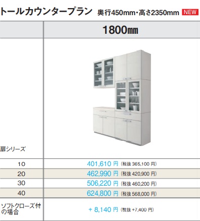 驚きの値段で パナソニック Vスタイル カップボード トールカウンタープラン W180 D45 H235cm 扉グレード10プラン 北海道沖縄及び離島は配送不可 各扉グレード選択いただき扉のカラー 記号 は備考欄に明記お願いします Fucoa Cl