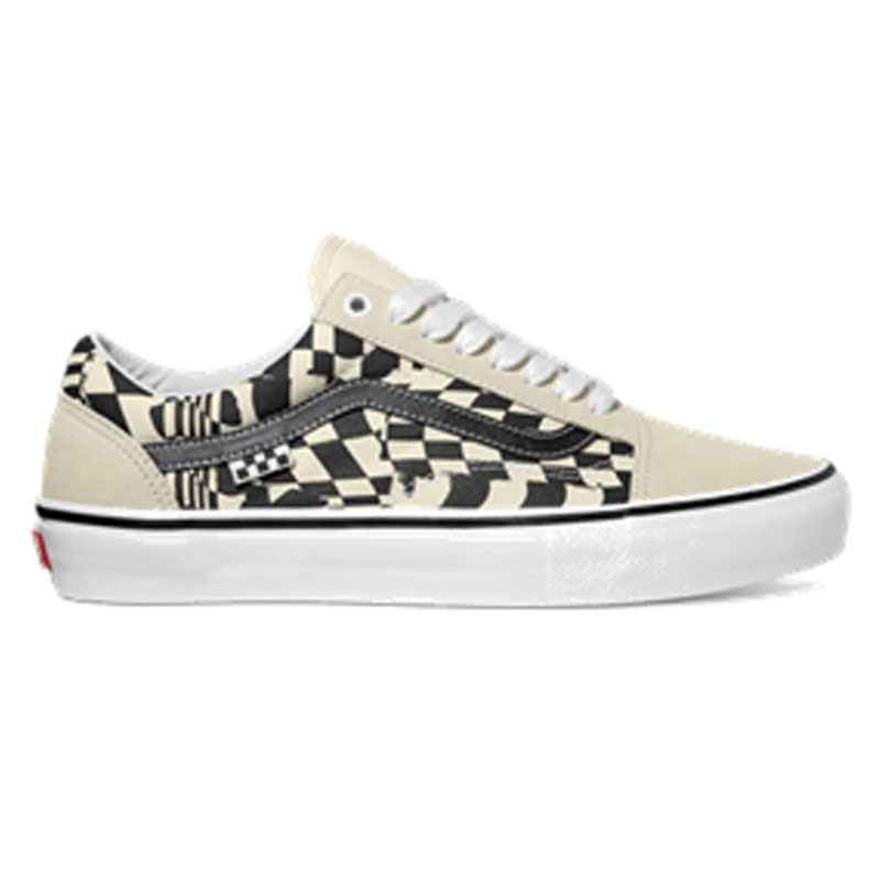【VANS】バンズ【Skate Old Skool】(CHECKERWARP) BLACK/WHITE【滑る】スケシュー【靴】キッズ【KIDS】レディース【メンズ】年寄りの学院【滑る年寄りの学院】Old Skool Pro 【貨物輸送無料】