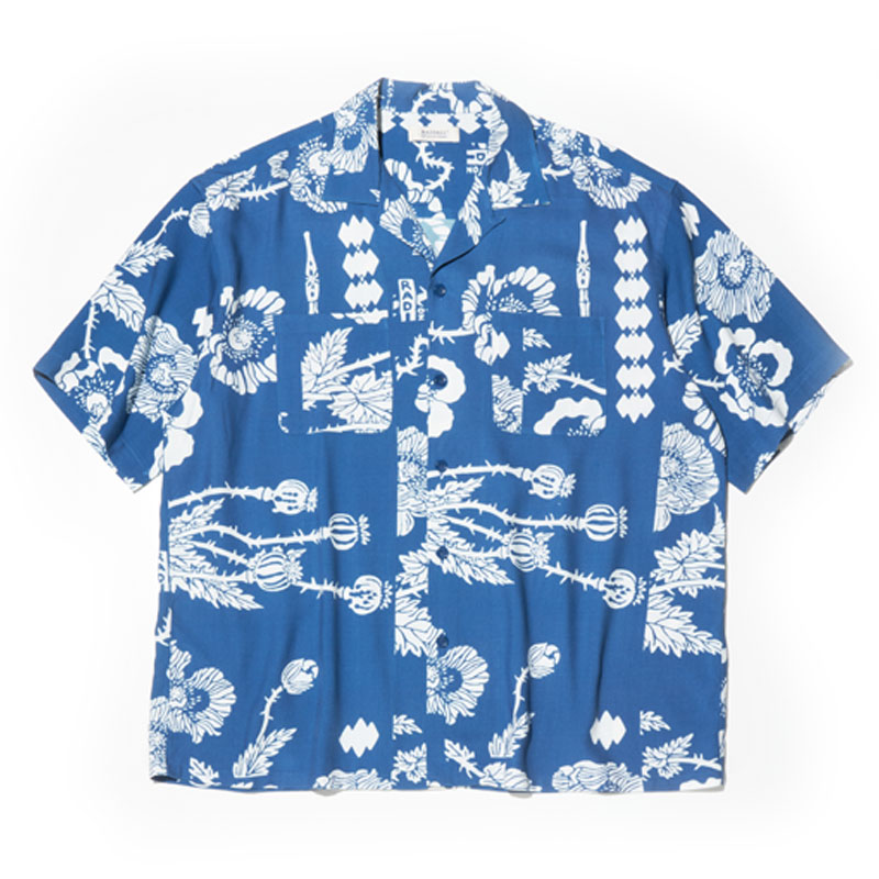 【RADIALL】ラディアル【Versions / OPEN COLLARED SHIRT S/S】KONPEKI BLUE(紺碧）Lsize【人絹】半袖プルオーバー【オープンカラーシャツ】