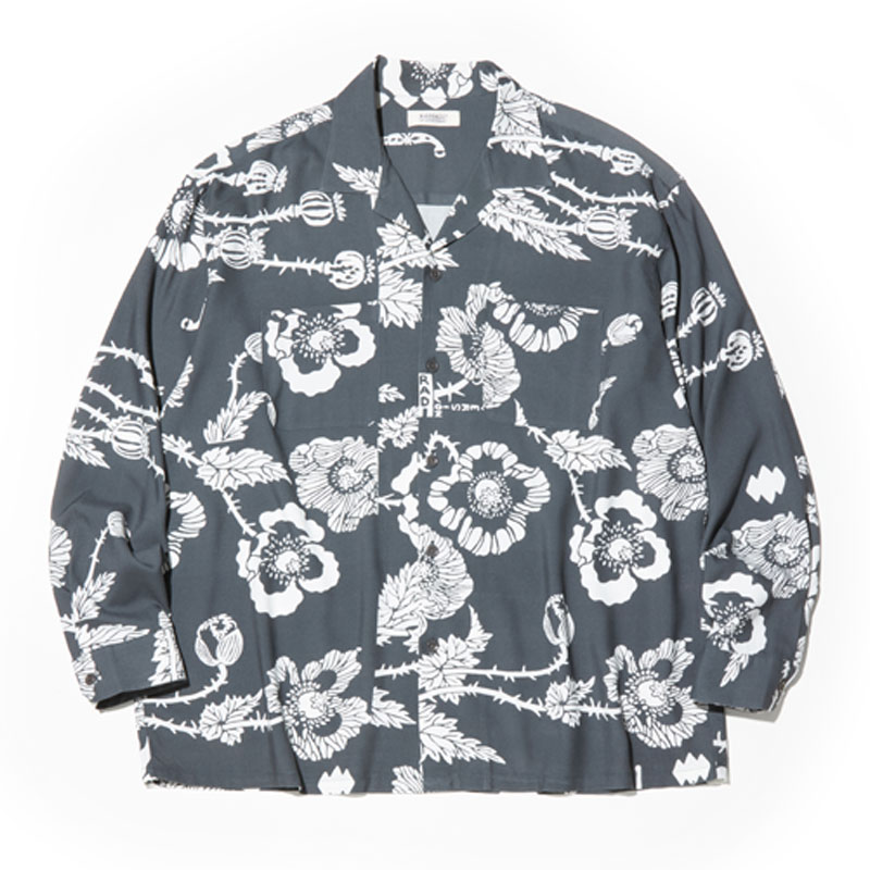 【RADIALL】ラディアル【Versions OPEN COLLARED SHIRT L/S】INK BLACK(墨黒)(Lsize)【レーヨン】シャツ【送料無料】