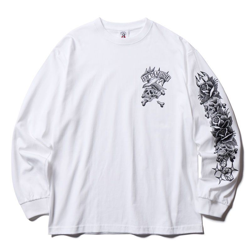 【Softmachine】ソフトマシーン【TOTEM SKULLS  (L/S T-SHIRTS)】White(Lsize)【ロングＴシャツ】長袖【ロンTee】ソフトマシン