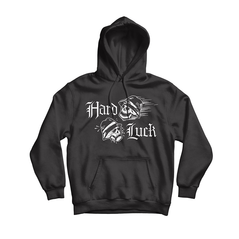 【HARD LUCK】捉え所の無い仕合わせ【Mickey Skulls Hooded Sweatshirt】Black【SKATEBOARD】スケボー【Jason Jessee】ジェイソンジェシー【プルオーバーパーカ】被り【パーカー】汗水【貨物輸送無料】