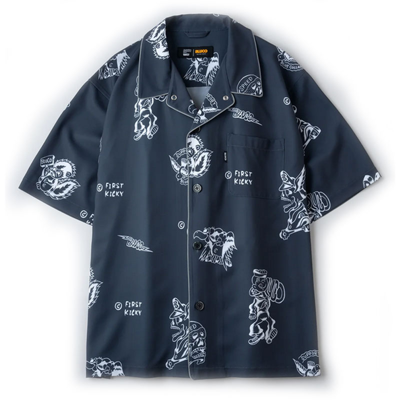 【BLUCO】ブルコ【POOLSIDE SHIRT S/S -Tattoo-】3カラーCHARCOAL / SLATE / WHITE【153-21-008】ワークシャツ【半袖シャツ】ガレージシャツ