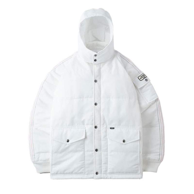 【BLUCO】ブルコ【HOODED RACING JACKET】WHITE（Lsize）【レーシングジャケット】厚地の外套【防寒】ヘビーナイロンツイル【シンサレート】バイ鉄道車両 【157-31-021】貨物輸送無料