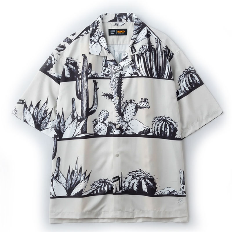 【BLUCO】ブルコ【オープンカラーシャツ -Cactus-】IVORY【 163-21-017】炎節プルオーバー【半袖プルオーバー】