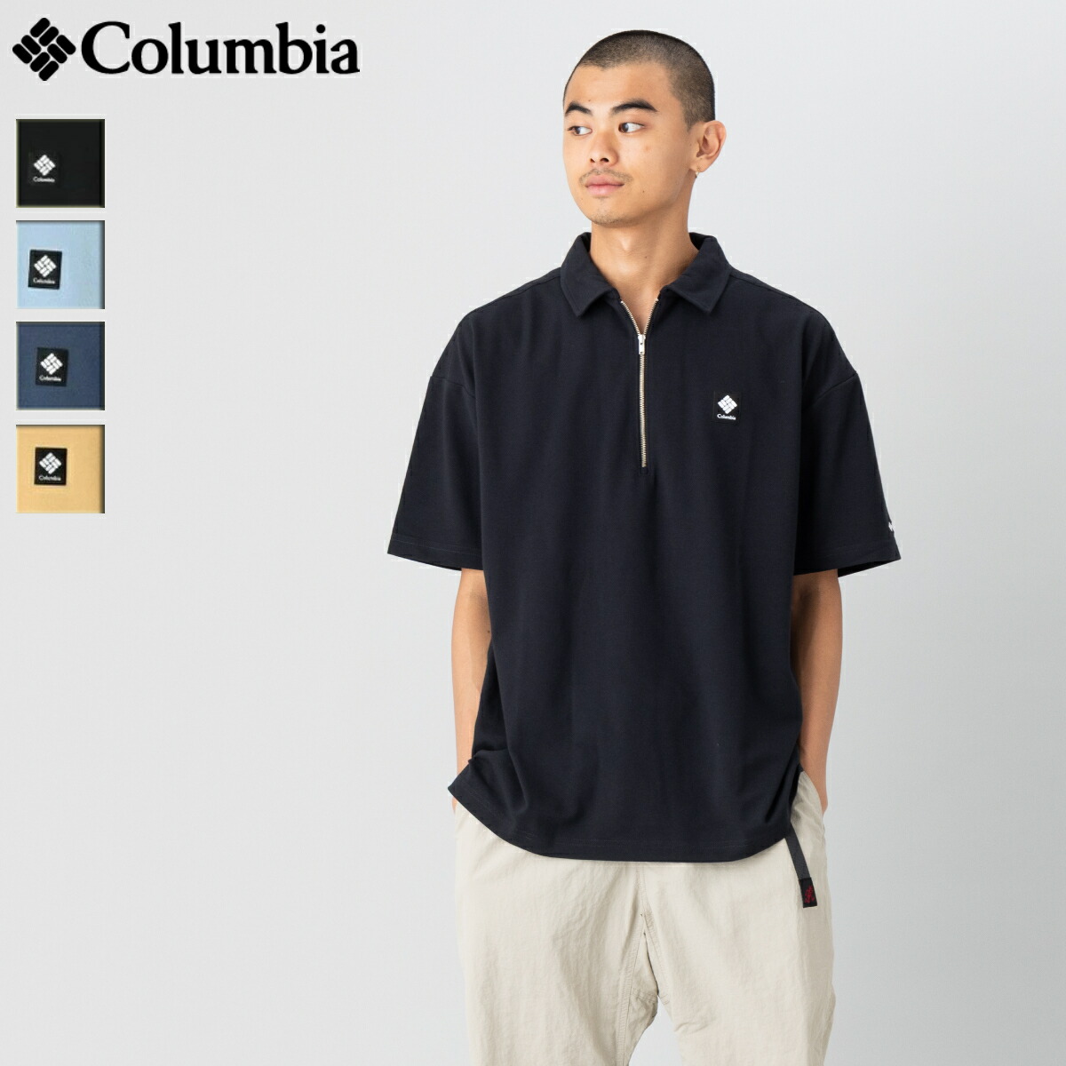 コロンビア Columbia Bee Bowl S/S Polo ビーボウルショートスリーブポロ ハーフジップ涼感ポロシャツ カジュアル シャツ 半袖 ポロシャツ 速乾 PM0921