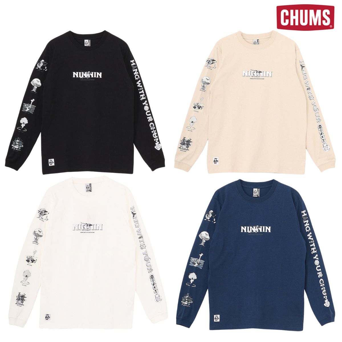 チャムス CHUMS ザニンジャブラッシュドロングスリーブTシャツ メンズ レディース ユニセックス ロンT Tシャツ カジュアル トップス 秋 冬 CH01-2662