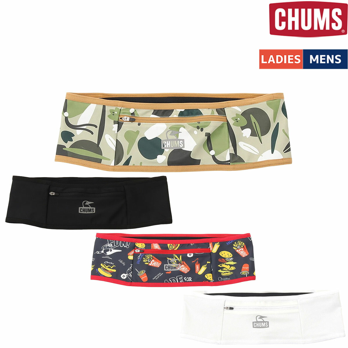 チャムス CHUMS Running Waist Band ランニングウエストバンド メンズ レディース ユニセックス 男女兼用 スポーツ ランニング ウエストポーチ 小物入れ 携帯 アクセサリー ストレッチ リフレクター CH09-1381