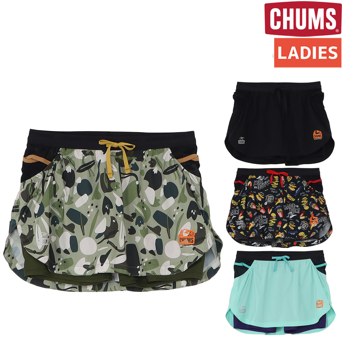 チャムス CHUMS 【CHUMS×ウルトラランナーみゃこコラボ商品】 Running Skirt チャムス×みゃこ ランニングスカート レディース スポーツ ランニング ランニングスカート インナー一体型 CH18-1387