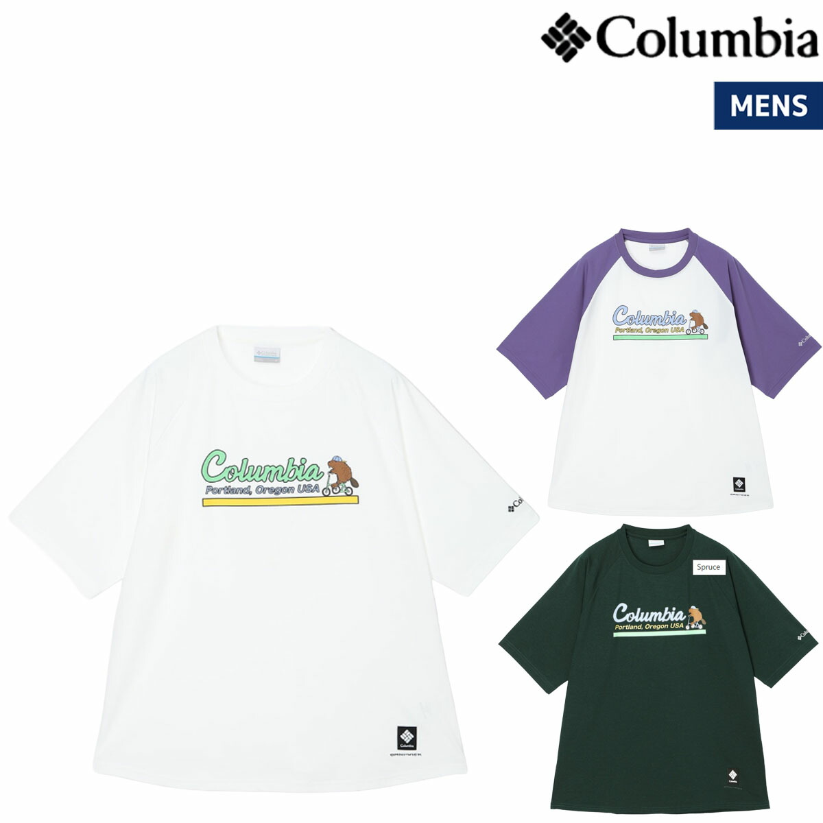 コロンビア Columbia Rai River Raglan Graphic S/S Tee レイ リバー ラグラン グラフィック ショートスリーブ Tシャツ メンズ カジュアル アウトドア トップス 半袖 Tシャツ クルーネック プルオーバー PG1954 125 126 370