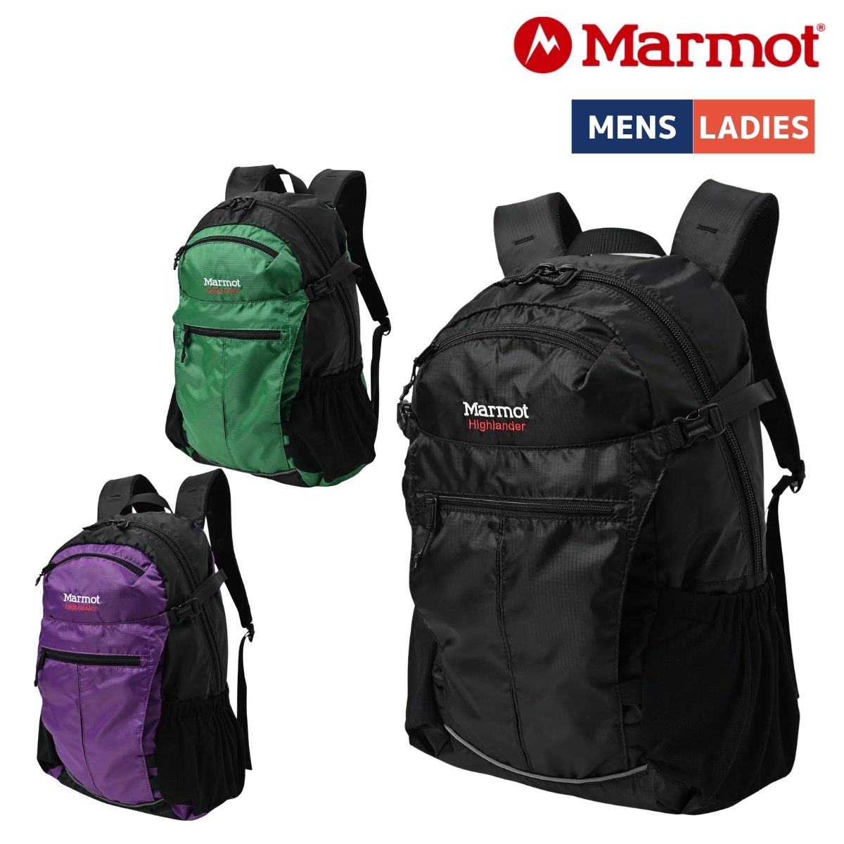 マーモット Marmot ハイランダー Highlander 28L メンズ レディース ユニセックス ブラック グリーン パープル カジュアル バッグ リュック バックパック デイパック 撥水 PCスリーブ付き MTSS26UBG240 10,395円